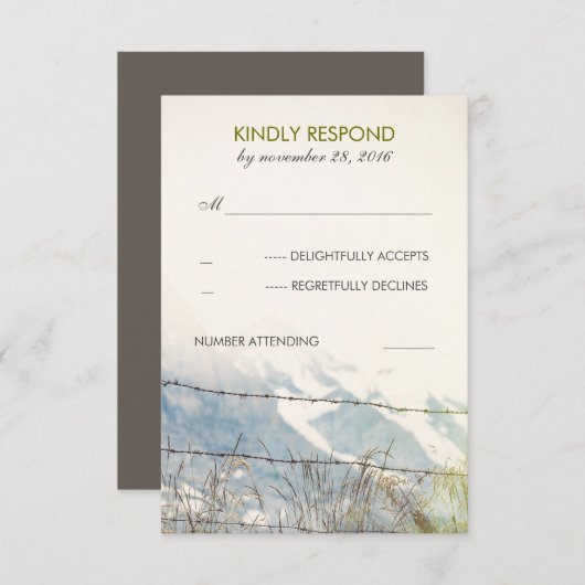Landelijk hek prikkeldraad rustieke bruiloft RSVP (Voorkant / Achterkant)