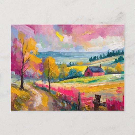 Landelijk herfstlandschap Moderne Abstracte kunst Briefkaart (Voorkant)