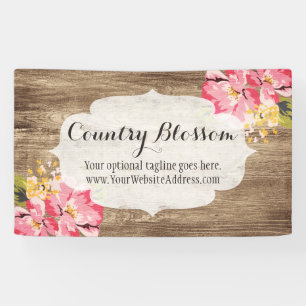 Landelijk hout & geschilderde roze hibiscus bloem spandoek