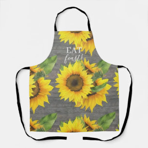 Landelijk Houten Zonnebloem Smakelijk Koken Schort
