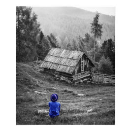 Landelijk Huis Landschap Minimalistische Fotografi Foto Afdruk