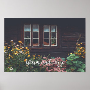 Landelijk huisje met rustieke tuin poster