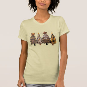 Landelijk Kerstmis Westerse Boom Cowboy Cowgirl T-shirt