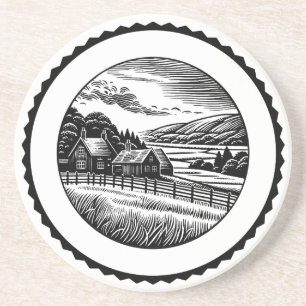 Landelijk landschap 03 zandsteen onderzetter