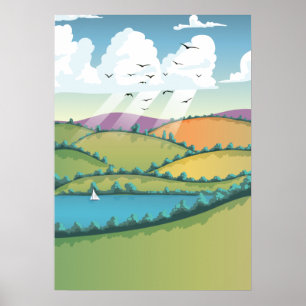 Landelijk landschap. poster