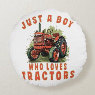 Landelijk leven Jongen die van tractoren houdt Rond Kussen