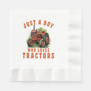 Landelijk leven Jongen die van tractoren houdt Servet
