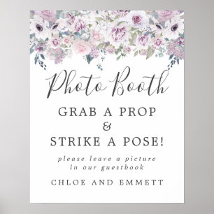 Landelijk Paars Bloemstuk Trouwfoto Booth Bord Poster