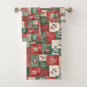 Landelijk patchwork kerstpatroon bad handdoek (Insitu)