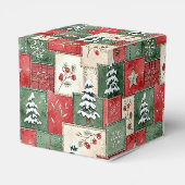 Landelijk patchwork kerstpatroon bedankdoosjes (Achterkant)