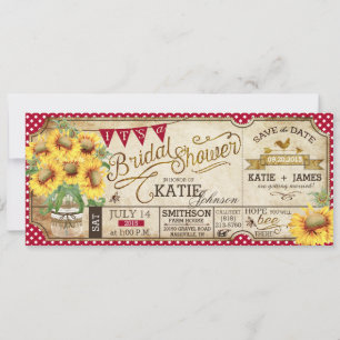 Landelijk picknick zonnebloemen rustieke bruidsdou save the date