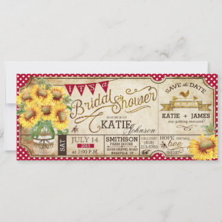 Landelijk picknick zonnebloemen rustieke bruidsdou save the date