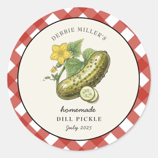 Landelijk pittige augurk inmaaklabel ronde sticker (Voorkant)