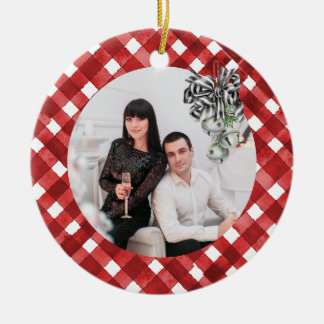 Landelijk rood geruit Noël Keramisch Ornament