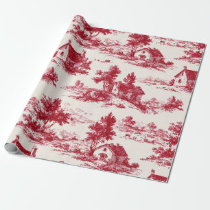 Landelijk rood toile landelijk landschap patroon cadeaupapier