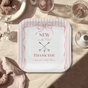 Landelijk Roze Meisje Nieuw in de Club Golf Baby B Papieren Bordje
