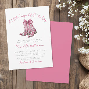 Landelijk Roze Strik Baby Shower Kaart