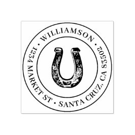 Landelijk Rustiek Hoefijzer Rond Terugkeeradres Rubberstempel