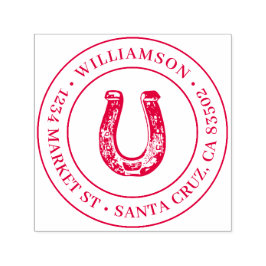 Landelijk Rustiek Hoefijzer Rond Terugkeeradres Zelfinktende Stempel