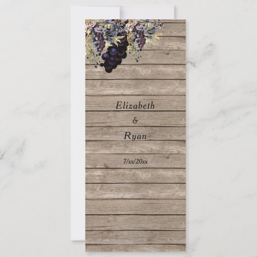 Landelijk rustiek, hout, wijngaard, wijnlijst (Achterkant)