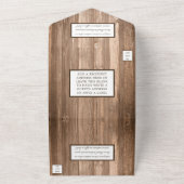 Landelijk Rustieke Monogram Tak & Houten Bruiloft All In One Uitnodiging (Buitenkant)