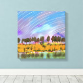 Landelijk tafereel met sterrenpaden landschap wate canvas afdruk (Insitu (Houten vloer))