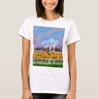 Landelijk tafereel met sterrenpaden landschap wate t-shirt