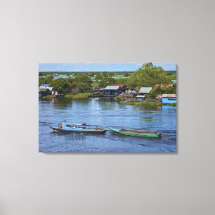 Landelijk tafereel, Tonle Sap-meer, Siem Reap, Ang Canvas Afdruk