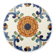 Landelijk Volk Bloem Mediterraan Blauw Oranje