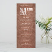 Landelijk Western Rustiek Hout Trouwdiner Menu (Staand voorkant)