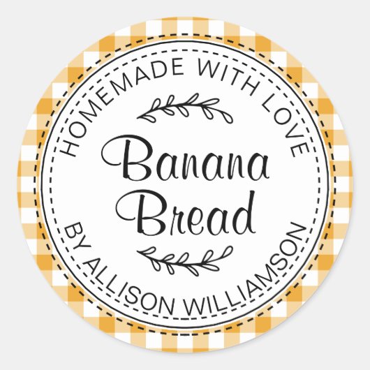 Landelijk zelfgemaakte bananenbrood Mellow Yellow Ronde Sticker (Voorkant)