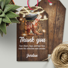 Landelijke Afstudeer Cowboy Afstudeerfeest Cadeaulabel