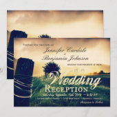 Landelijke akkermaalshouten bruiloftsontvangst uit kaart (Voorkant / Achterkant)