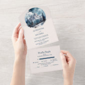 Landelijke Aquarel Bergbos Wintertrouwdag All In One Uitnodiging (Afscheurbaar)