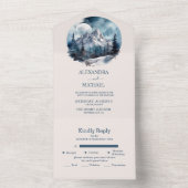 Landelijke Aquarel Bergbos Wintertrouwdag All In One Uitnodiging (Binnen)