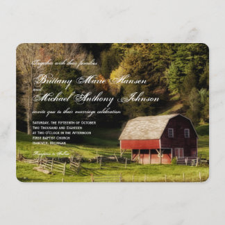 Landelijke Barn Trees Rustic Wedding Invitation Kaart