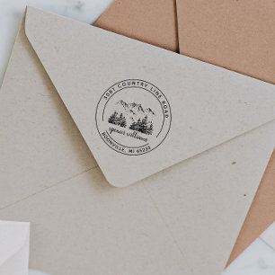 Landelijke bergschets retouradres zelfinktende stempel