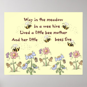 Landelijke Bijen en Bloemen Kindeerversje Poster