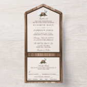 Landelijke bijtende monogrammen en houtwuwingen all in one uitnodiging (Binnen)