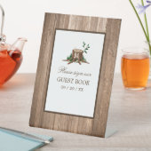 Landelijke bijtende monogrammen en houtwuwingen reclamebord met voetstuk (Insitu)