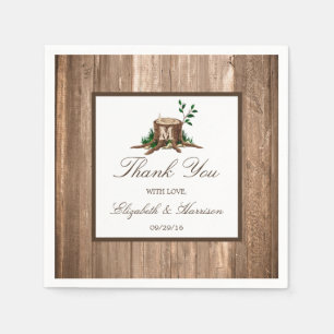 Landelijke bijtende monogrammen en houtwuwingen servetten