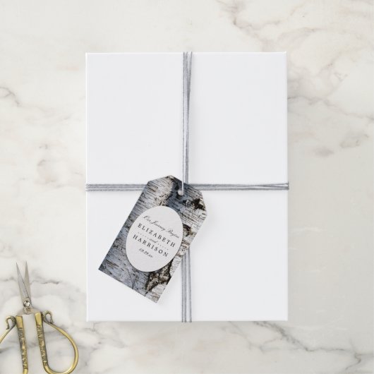 Landelijke bijtende vogelboom cadeaulabel (Met Touw)