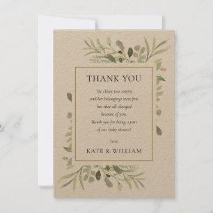 Landelijke Bladeren Groene Baby Shower Gedicht Bedankkaart