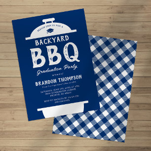Landelijke Blauwe Achtertuin BBQ Afstudeerfeest Kaart