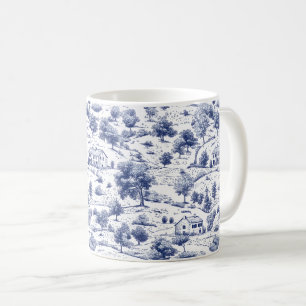 Landelijke blauwe platteland Toile-patroon Koffiemok