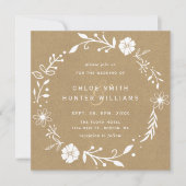 Landelijke bloem botanische krans namaak Kraft bru Kaart (Voorkant)