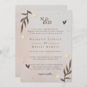 Landelijke bloemen, elegante script, waterverf bla kaart (Voorkant / Achterkant)