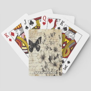 Landelijke Bloemen en Vlinder - Vergilmd Papier Pokerkaarten