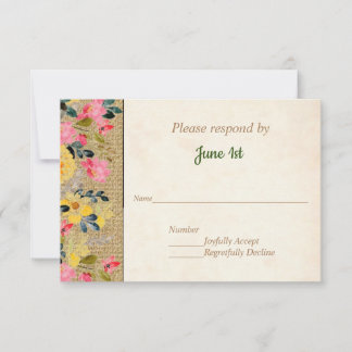 Landelijke bloemen op jute bruiloft uitnodiging RS