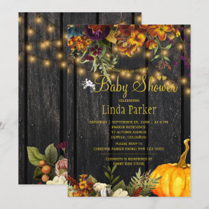 Landelijke bloemen schuur hout herfst baby shower kaart